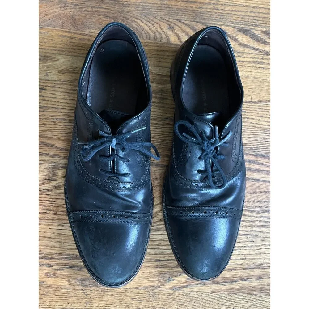 John Varvatos Star USA Black Oxford Brogue Leather Lace Up Shoes  Mens Size 10.5